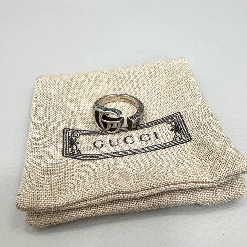 Gucci 古馳 GG marmont 系列 開口做舊戒指 15碼-0