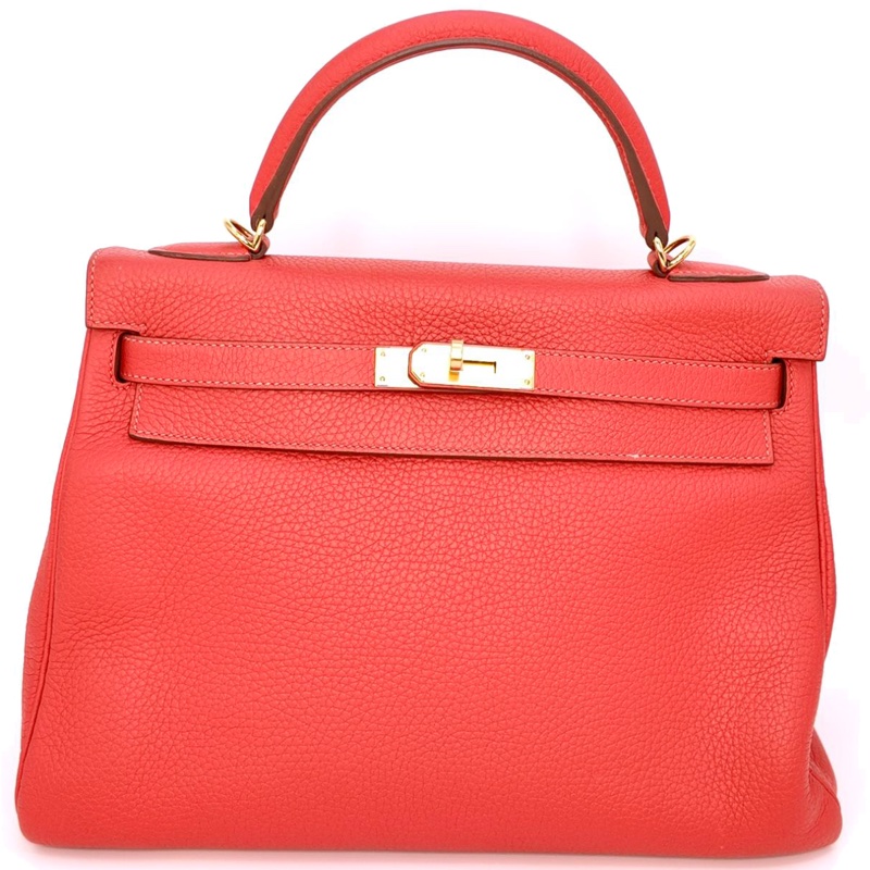 ［3476］Hermès 愛馬仕 Kelly 32 芍藥紅 手提包 TOGO皮 金扣-0