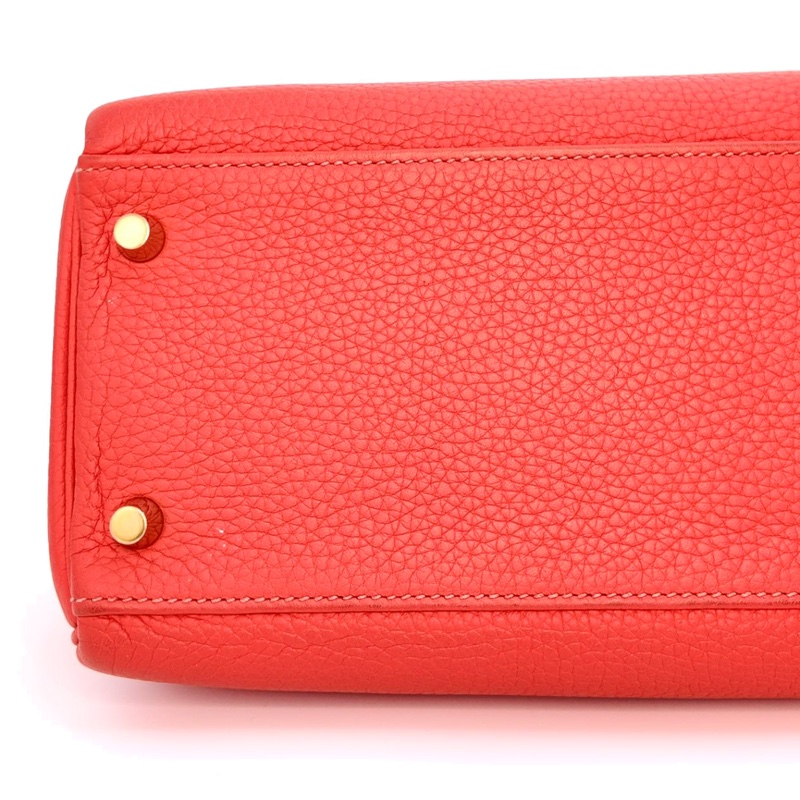 ［3476］Hermès 愛馬仕 Kelly 32 芍藥紅 手提包 TOGO皮 金扣-4