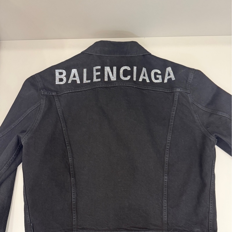 Balenciaga 巴黎世家 做舊施華洛世奇水鑽logo 夾克 黑-0