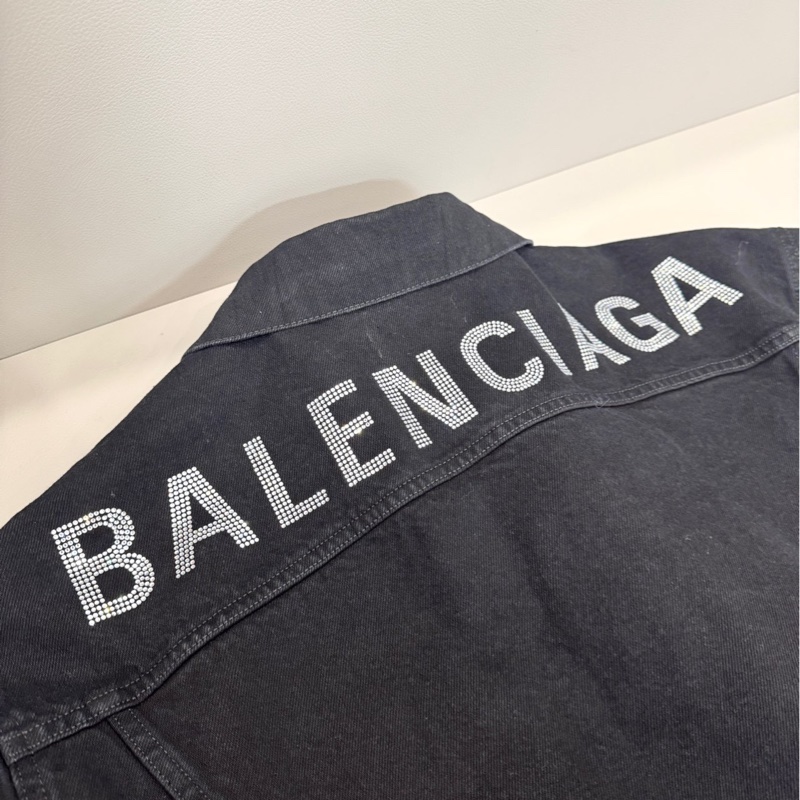 Balenciaga 巴黎世家 做舊施華洛世奇水鑽logo 夾克 黑-1