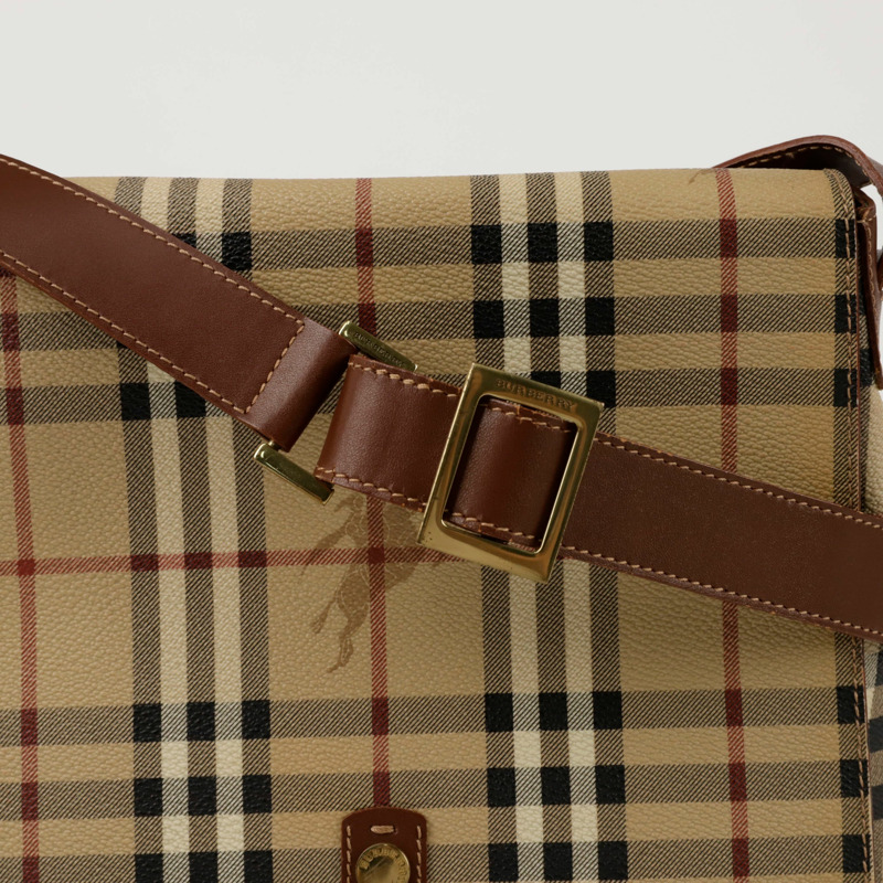 BURBERRY Haymarket 格紋翻蓋單肩斜背包-1