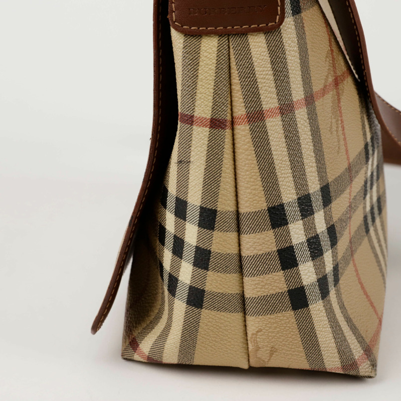 BURBERRY Haymarket 格紋翻蓋單肩斜背包-5