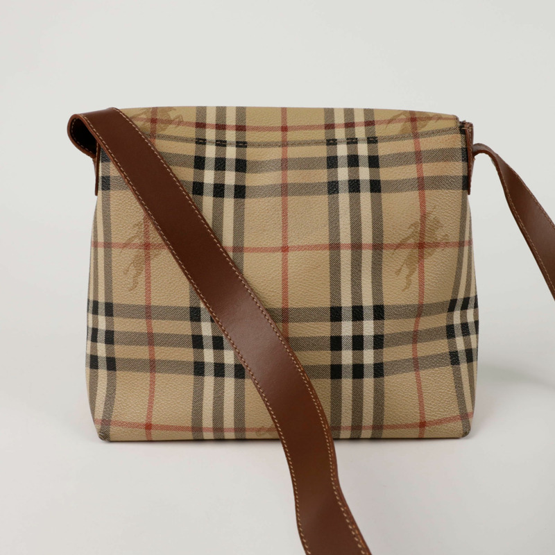 BURBERRY Haymarket 格紋翻蓋單肩斜背包-6