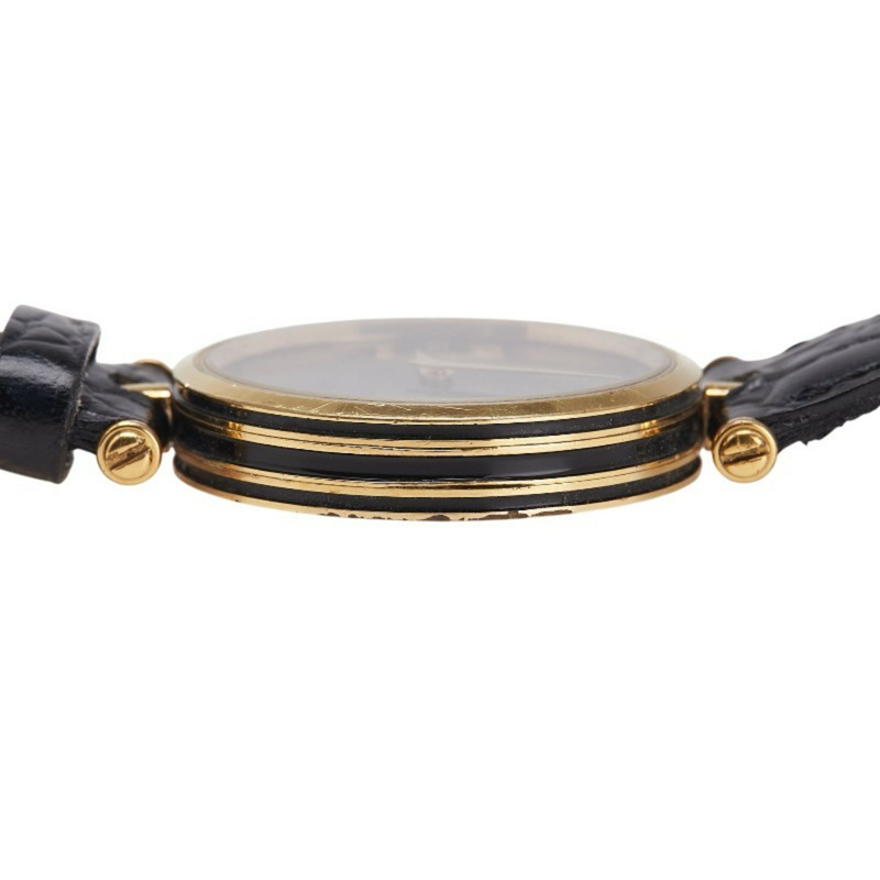 Gucci 女士石英錶，黑色錶盤，不鏽鋼錶殼和皮革錶帶（非原廠）-5