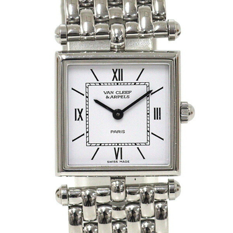 梵克雅寶女士經典 Cale 522642 腕錶，白色錶盤，不鏽鋼石英機芯-0