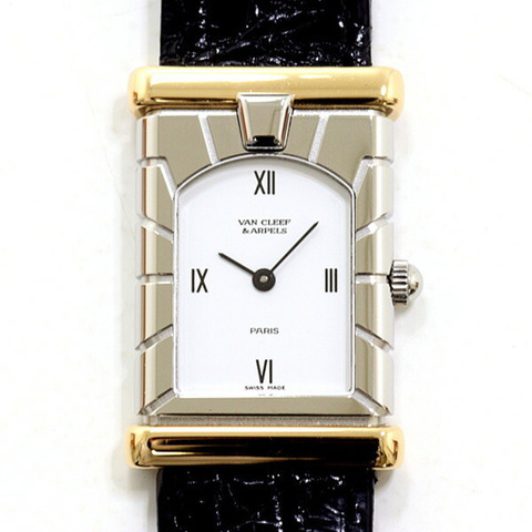 梵克雅寶女士 Facade 系列腕錶 422363T5 白色錶盤 皮革錶帶 石英機芯 拋光