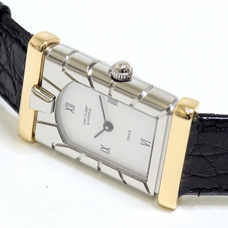 梵克雅寶女士 Facade 系列腕錶 422363T5 白色錶盤 皮革錶帶 石英機芯 拋光-2