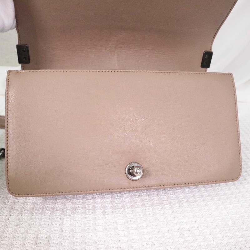 CHANEL  奶茶色V紋 中號 LEBOY 鏈條包 25cm-18