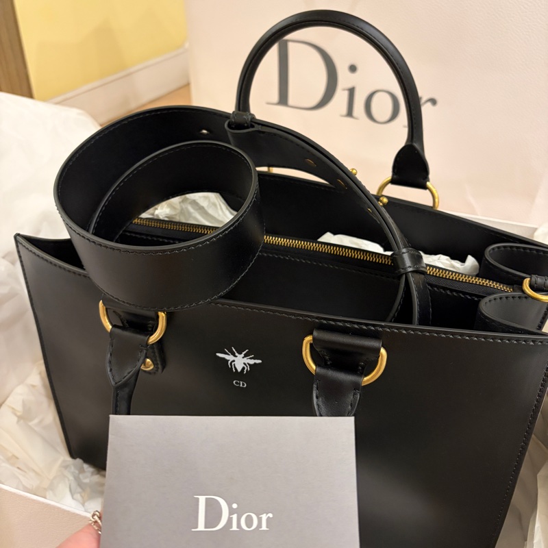 Dior D-Bee 黑色皮革手提包/公事包-2