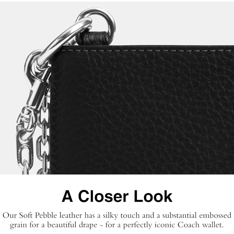全新COACH 男士附鏈條雙折錢包 短夾 皮夾 CZ057 BLK-3