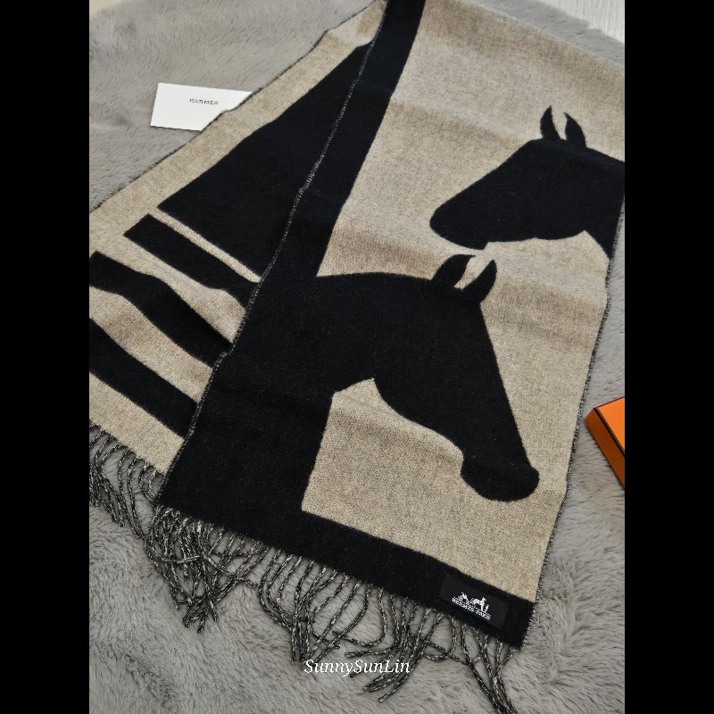 Hermes愛馬仕馬頭love story圍巾-5