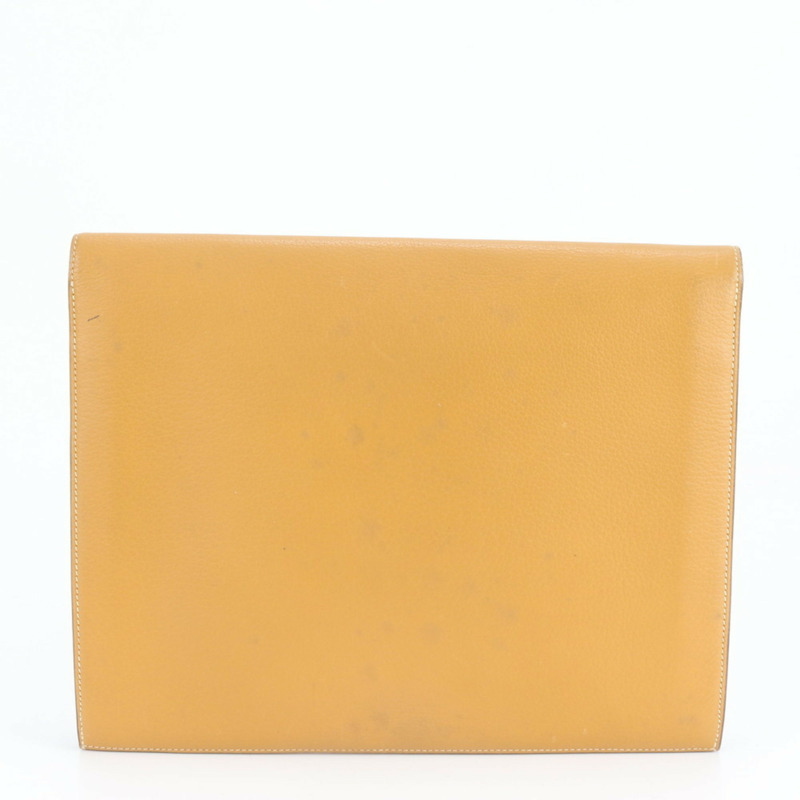 愛馬仕 Hermès Faco 〇O 男士米色皮革手拿包/皮夾/收納包，飾有品牌標誌。-1