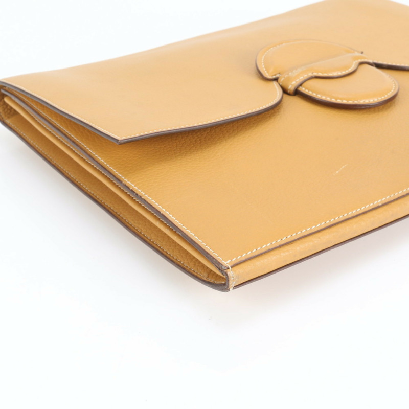 愛馬仕 Hermès Faco 〇O 男士米色皮革手拿包/皮夾/收納包，飾有品牌標誌。-2