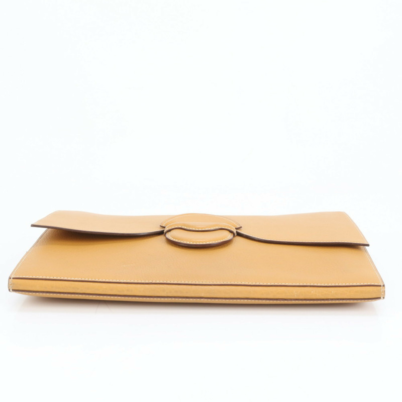 愛馬仕 Hermès Faco 〇O 男士米色皮革手拿包/皮夾/收納包，飾有品牌標誌。-3