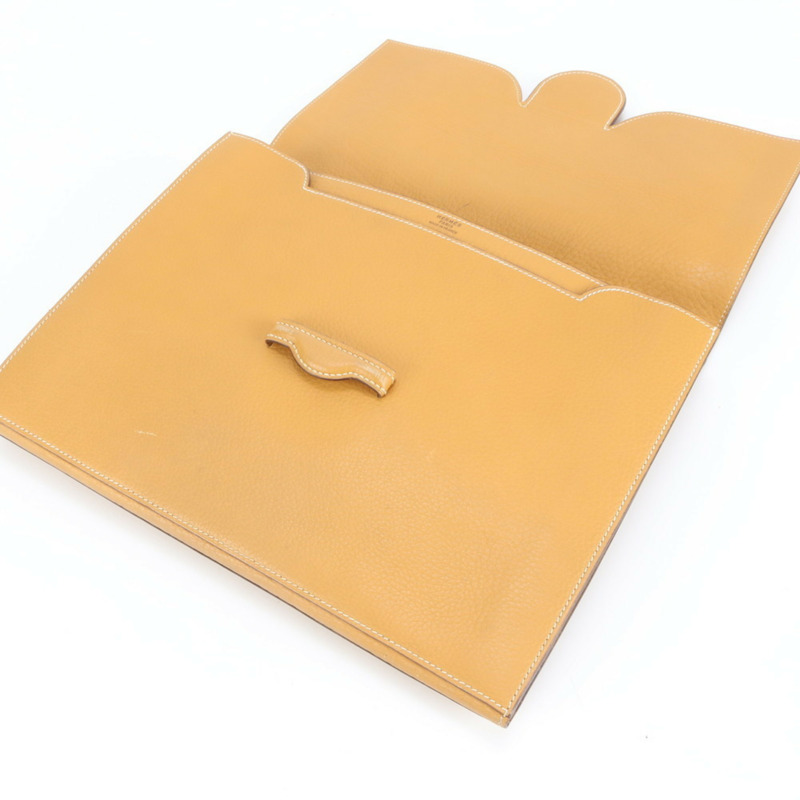 愛馬仕 Hermès Faco 〇O 男士米色皮革手拿包/皮夾/收納包，飾有品牌標誌。-5