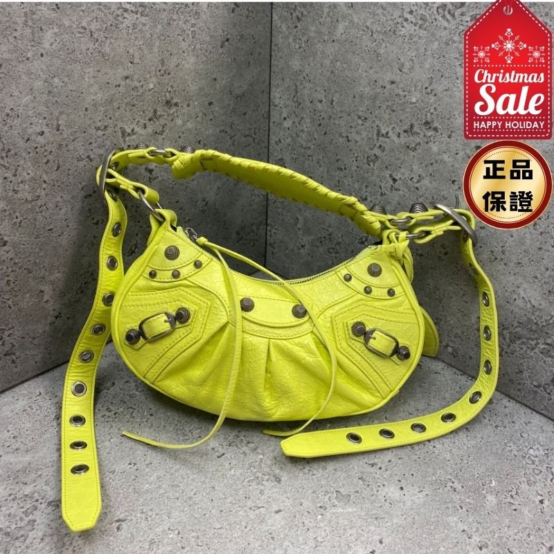 🎊佳節特賣🎁Balenciaga 671309 小羊皮 XS Le Cagole 包 萊姆黃-0