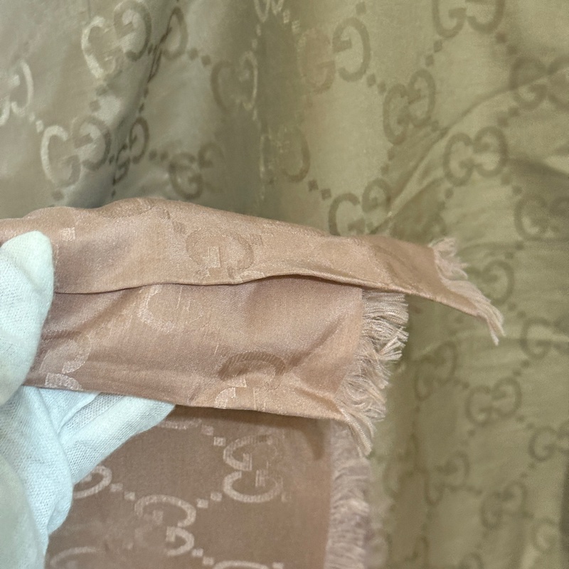 『全新閒置品』古馳Gucci提花GG logo絲巾漸層雙色絲巾-11