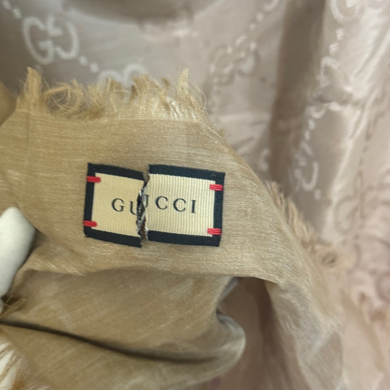 『全新閒置品』古馳Gucci提花GG logo絲巾漸層雙色絲巾-12