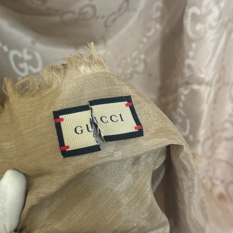 『全新閒置品』古馳Gucci提花GG logo絲巾漸層雙色絲巾-13