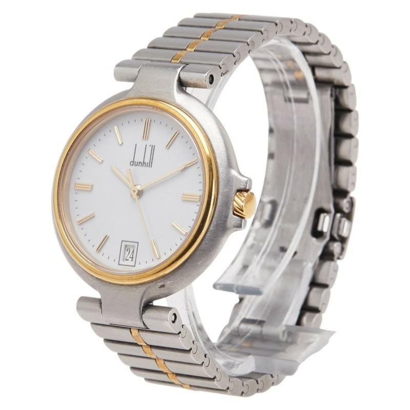 登喜路千禧石英腕錶，白色錶盤，不鏽鋼錶殼，女款-1