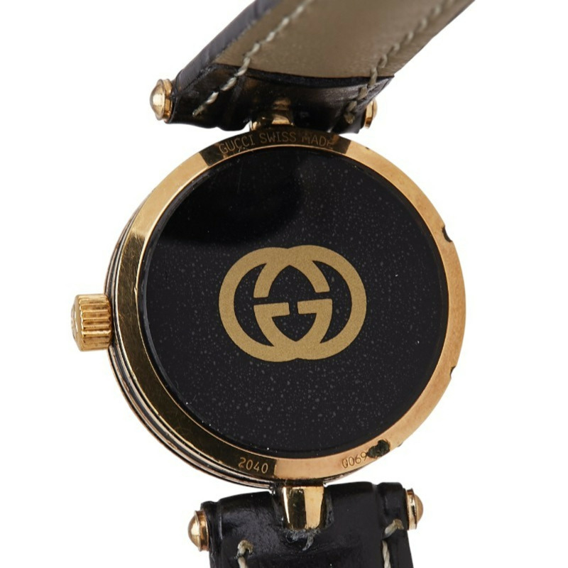 Gucci 女士腕錶錶帶（非原廠），2040L 石英機芯，銀色錶盤，鍍層皮革。-3