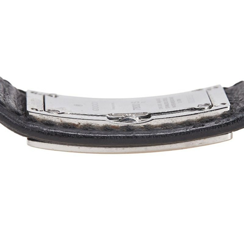 Gucci 7800S 石英手鐲腕錶,黑色錶盤,不鏽鋼錶帶,皮革錶帶,女士款-4