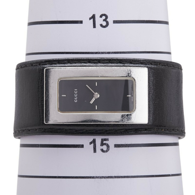 Gucci 7800S 石英手鐲腕錶,黑色錶盤,不鏽鋼錶帶,皮革錶帶,女士款-6
