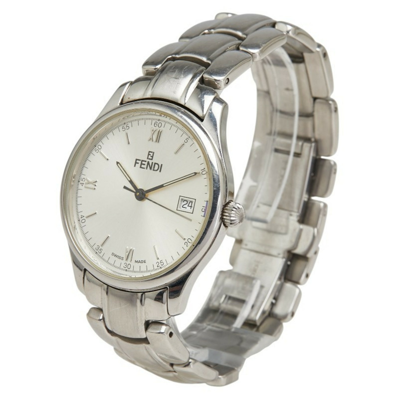 芬迪男士腕錶，210G石英機芯，銀色錶盤，不鏽鋼錶殼-1