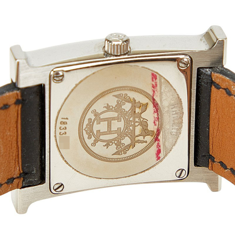 愛馬仕H系列腕錶，璣鏤紋飾，型號HH1.210，石英機芯，粉紅色錶盤，不鏽鋼錶殼，女士款，愛馬仕-3