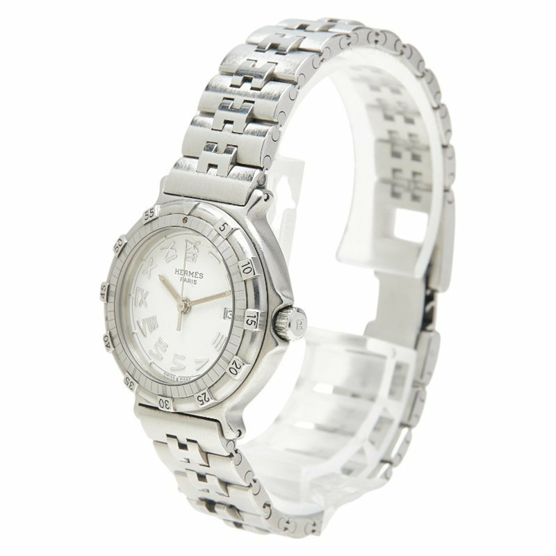 愛馬仕 Captain Nemo 女士腕錶，10ATU 石英機芯，白色錶盤，不鏽鋼錶殼-1