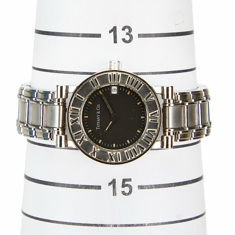 Tiffany & Co.) 復古 Atlas 女士腕錶，舊款，石英機芯，黑色錶盤，不鏽鋼錶殼-6