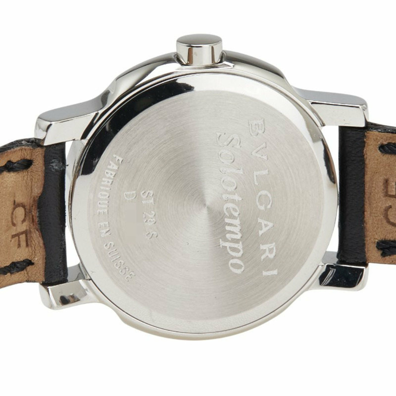 寶格麗 Solotempo ST29S 石英腕錶，黑色錶盤，不鏽鋼錶帶，皮革錶帶，女士款-3