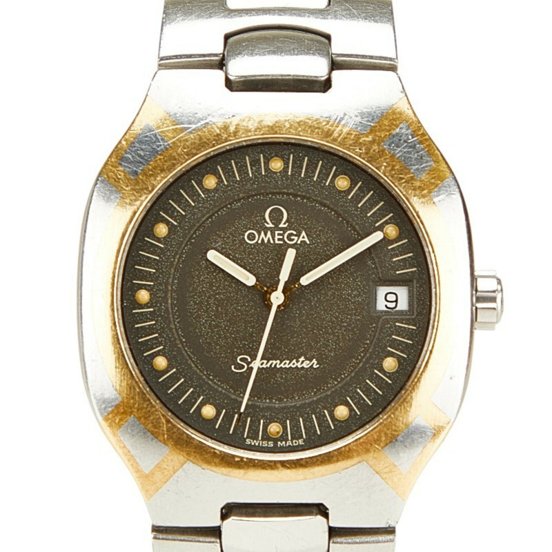 歐米茄海馬系列北極星石英腕錶，灰色錶盤，不鏽鋼鍍層，男錶，OMEGA-0