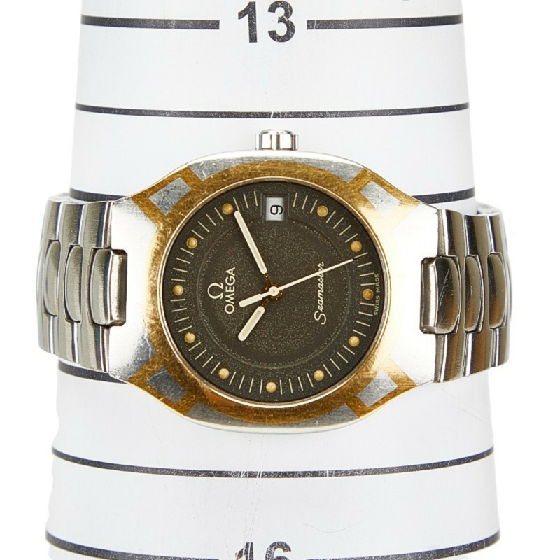 歐米茄海馬系列北極星石英腕錶，灰色錶盤，不鏽鋼鍍層，男錶，OMEGA-6