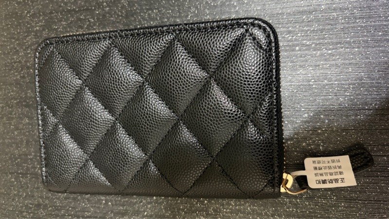 香奈兒Chanel荔枝牛皮閃亮✨Logo加大零錢包-2