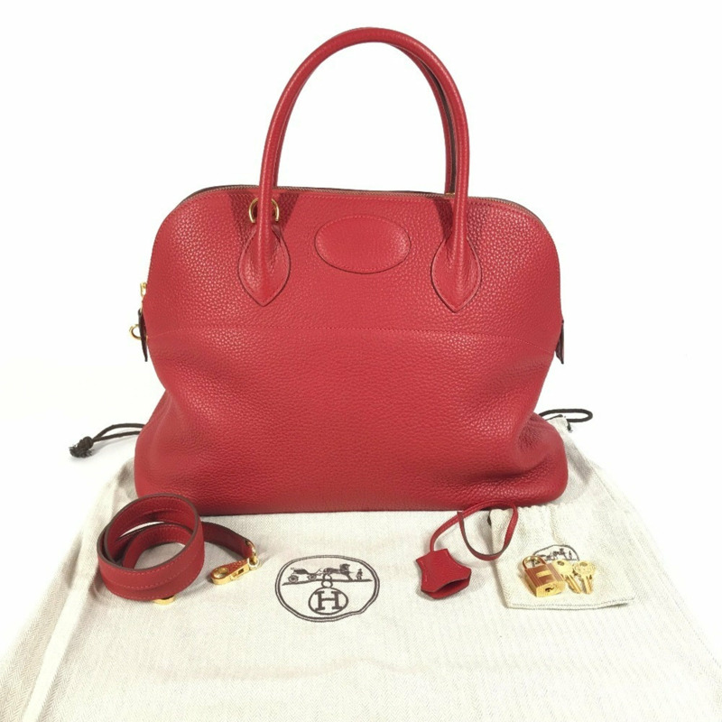 愛馬仕 Bolide 35 兩用肩背包/手提包，Taurillon Clemence 皮革，女士款，胭脂紅-10