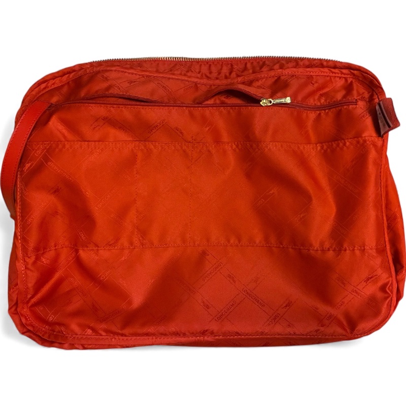 🛍️【Longchamp 橘紅真皮公事包/電腦包】型號1212888313 | 經典停產款 | 法國牛皮 | 底部擴充 | 贈毛球 | 附購證-17