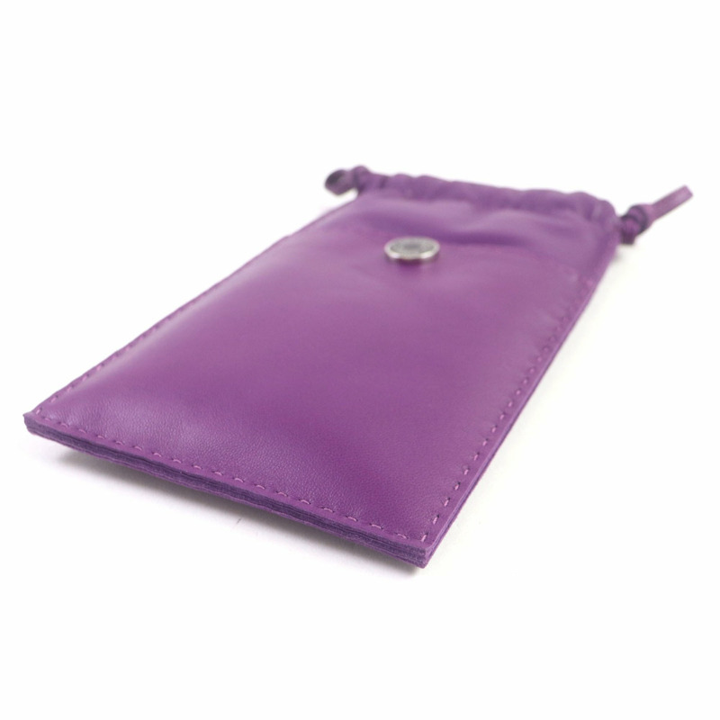 愛馬仕 (HERMES) Pillow Anjou Milo Vous Swift 系列紐帶抽繩皮革手機套，紫色，B 印章，含包裝盒，法國製造，男士款-3