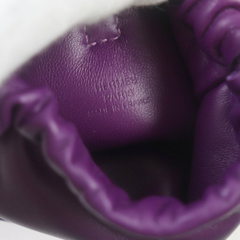 愛馬仕 (HERMES) Pillow Anjou Milo Vous Swift 系列紐帶抽繩皮革手機套，紫色，B 印章，含包裝盒，法國製造，男士款-7