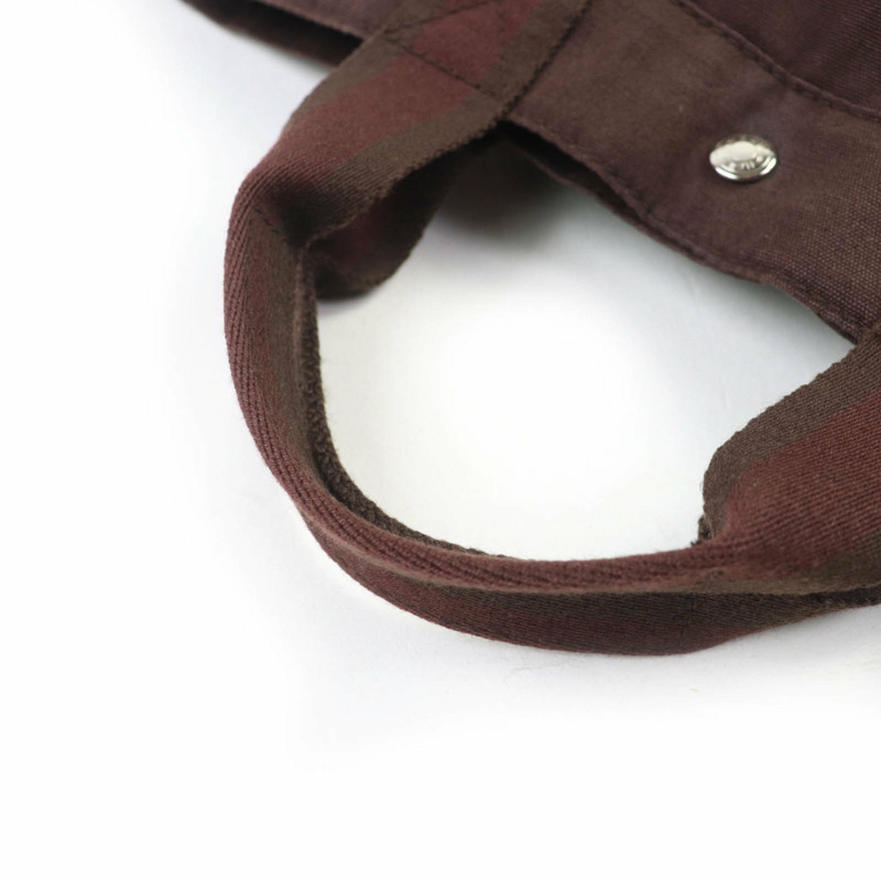 愛馬仕 Four Tou MM 銀色五金 Serie 紐帶半皮帆布手提包 棕色 法國製造 女士-4