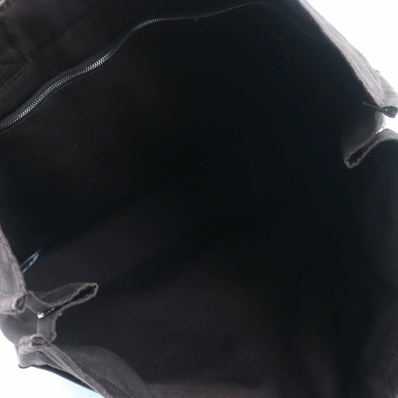 愛馬仕 Four Tou MM 銀色五金 Serie 紐帶半皮帆布手提包 棕色 法國製造 女士-6