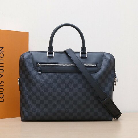 LOUIS VUITTON 黑色PVC2017棋盤格手提公事包肩背包