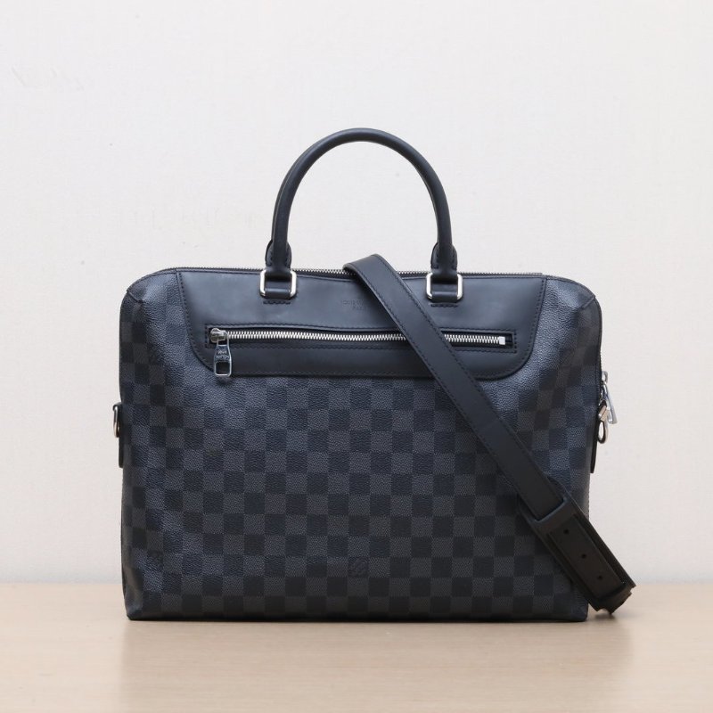 LOUIS VUITTON 黑色PVC2017棋盤格手提公事包肩背包-1