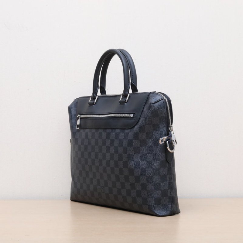 LOUIS VUITTON 黑色PVC2017棋盤格手提公事包肩背包-4