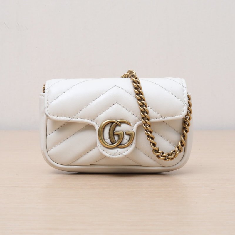 GUCCI 白色牛皮GGMarmont手提包12.5肩背包-1