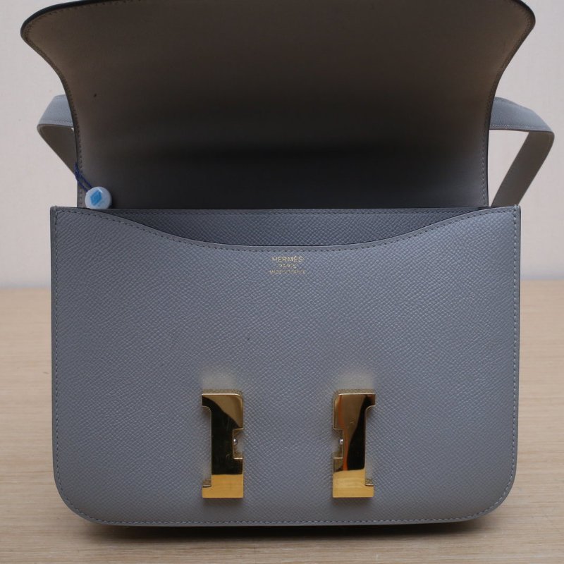 HERMES Constance康康240L積雨雲灰Epsom皮X刻金扣肩背包-2