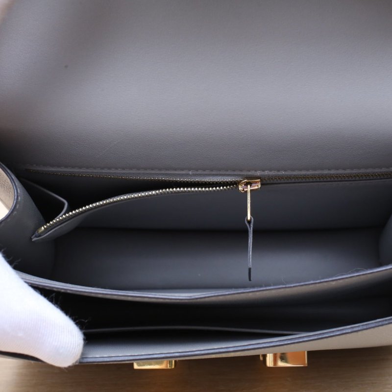 HERMES Constance康康240L積雨雲灰Epsom皮X刻金扣肩背包-3