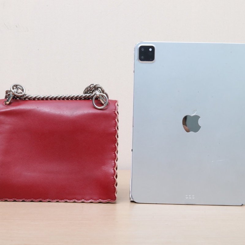 FENDI KANI小號花邊紅色牛皮金銀扣肩背包-4