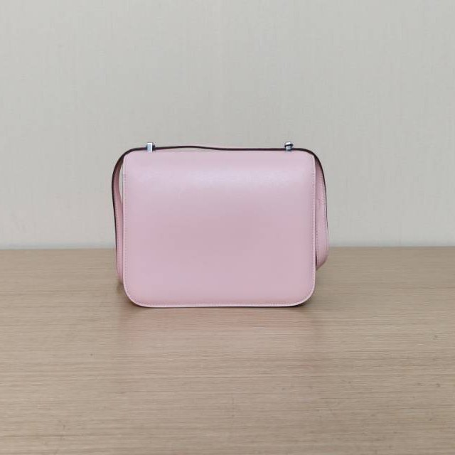 HERMES Constance康康193Q新櫻花粉Swift皮/蜥蜴皮T刻蜥蜴皮扣肩背包-2